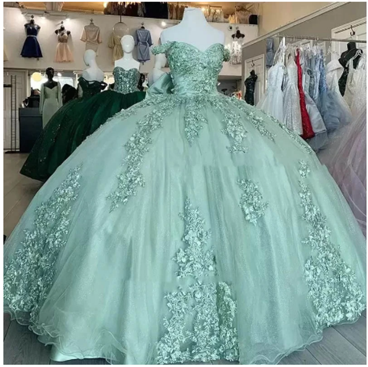 sage green quinceanera dresses